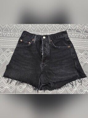 Agolde Ultra High Rise Black Dee Shorts Size 23